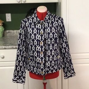 navy and white cotton jacket